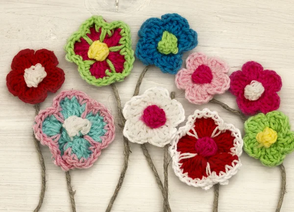 Crocheted flowers — Stock Photo, Image