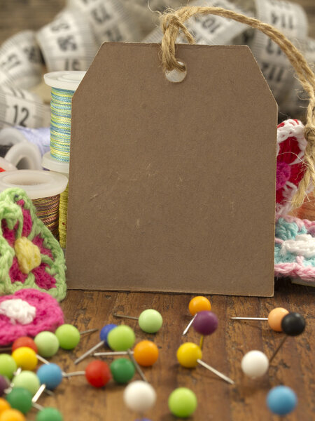 Blank label in the sewing arrangement