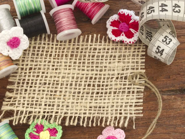 Textiel-tag in de regeling naaien — Stockfoto