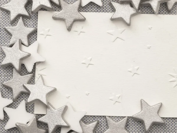 Fehér címke csillagok díszítéssel — Stock Fotó