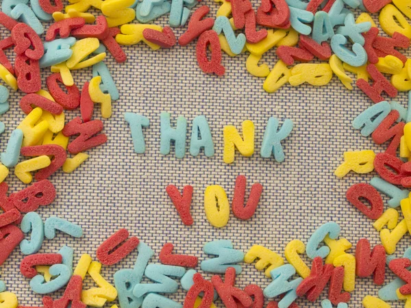 Köszönjük, hogy készült édes eateble betűk — Stock Fotó