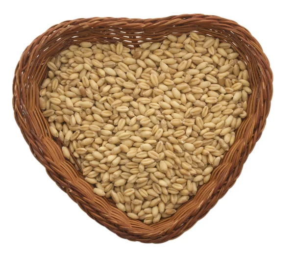 Wheat in the heart pot — Stock Photo, Image