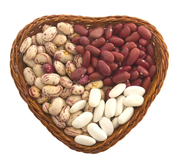Dish in the shape of heart with beans — Stock Photo, Image