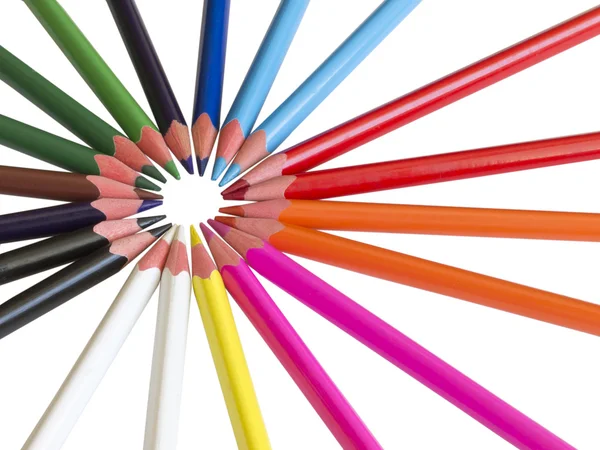 Färgglada pennor i cirkeln — Stockfoto