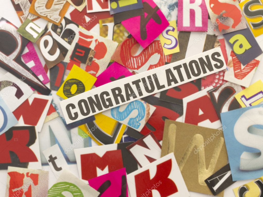 word congratulation with cut letters stock photo vesnac 11276773