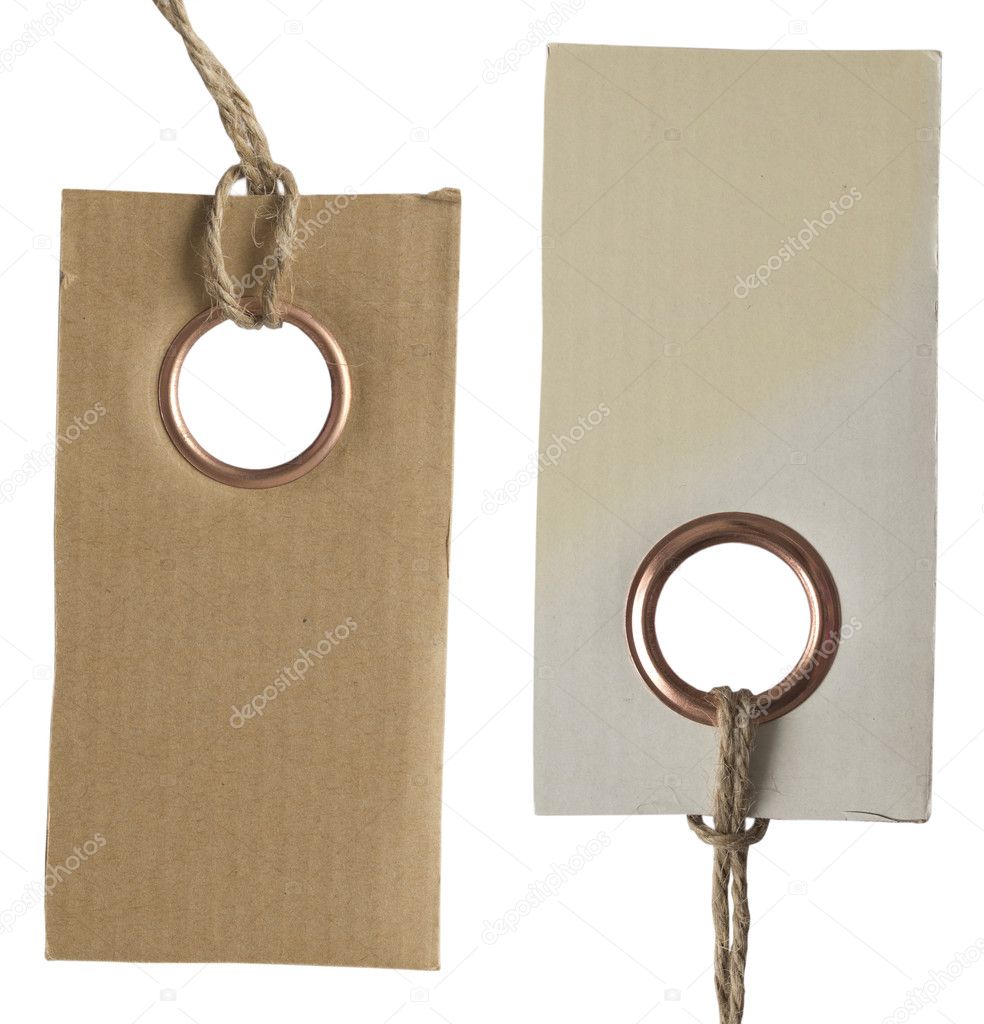 Two tags with big metal holes
