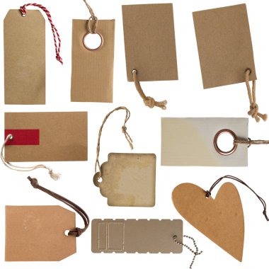 Collection of cardboard corrugated paper tags or labels clipart