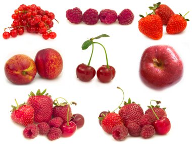 Collection of red fruits clipart