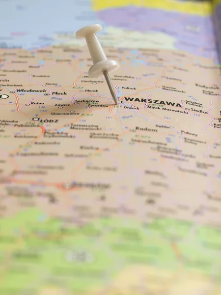 Warszawa auf der Karte — Stockfoto