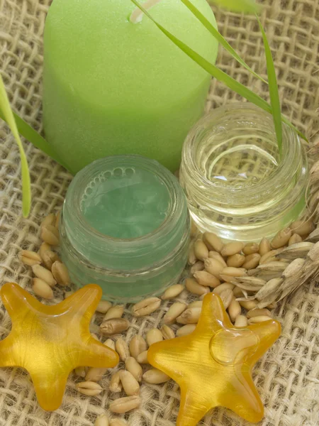 Wheat cosmetics with yellow stars — Stock Photo, Image