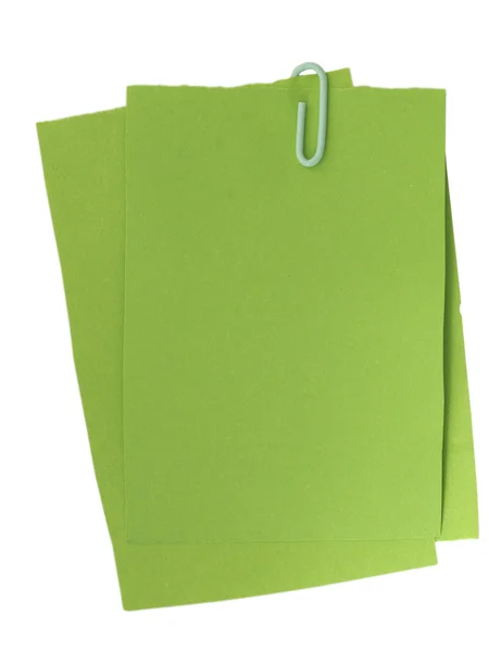 绿色纸笔记 — 图库照片