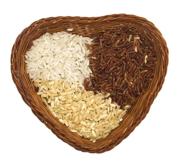 Τρεις διαφορετικοί τύποι ρύζι — Φωτογραφία Αρχείου