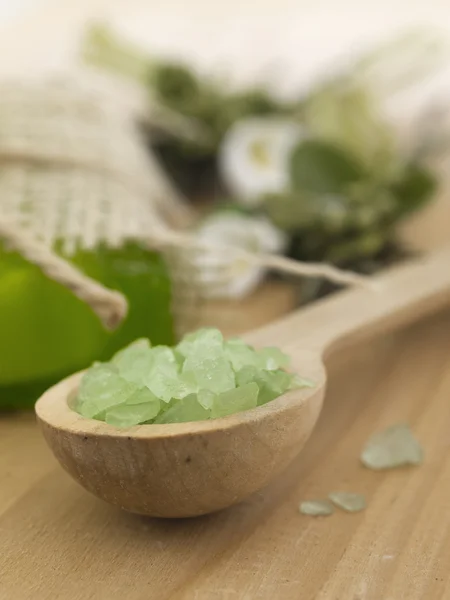 Green bathing salt — Stock Photo, Image