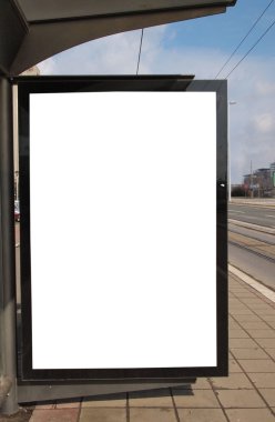 City light on the bus stop, blank space for your ad clipart