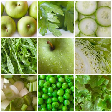 Green vegetables and fruit clipart