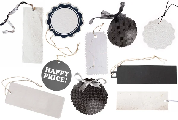 Collection of black and white tags — Stock Photo, Image