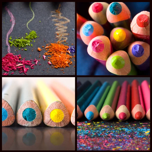 Коллаж цветных карандашей — стоковое фото