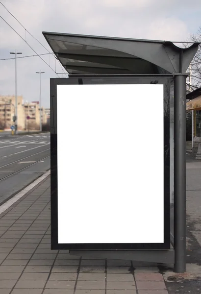 City light on the bus stop, blank space for your ad — Stock Photo, Image