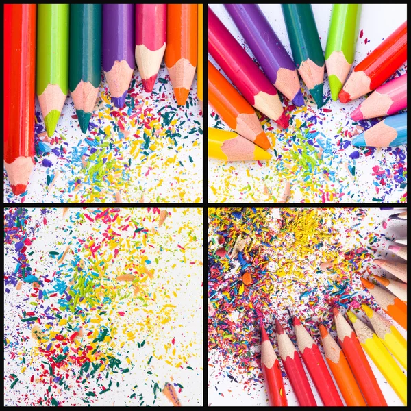 Colored pencils with shaving — Stock Photo, Image