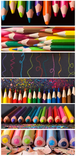彩色铅笔的抽象拼贴画 — 图库照片