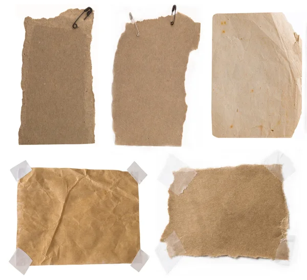 Colección de hojas de papel corrugado de cartón y etiquetas con cadenas — Foto de Stock