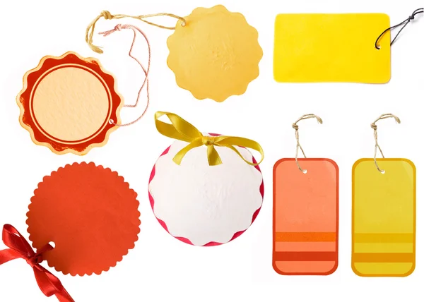 Collection of yellow and red tags — Stock Photo, Image
