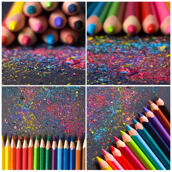 彩色铅笔的抽象拼贴画 — 图库照片