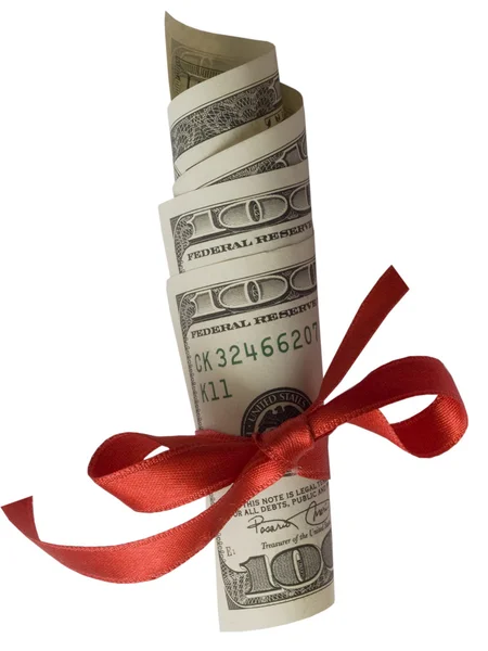 stock image Dollars with red ribbon