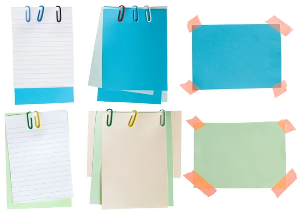 Coleção de notas e etiquetas de papel azul — Fotografia de Stock