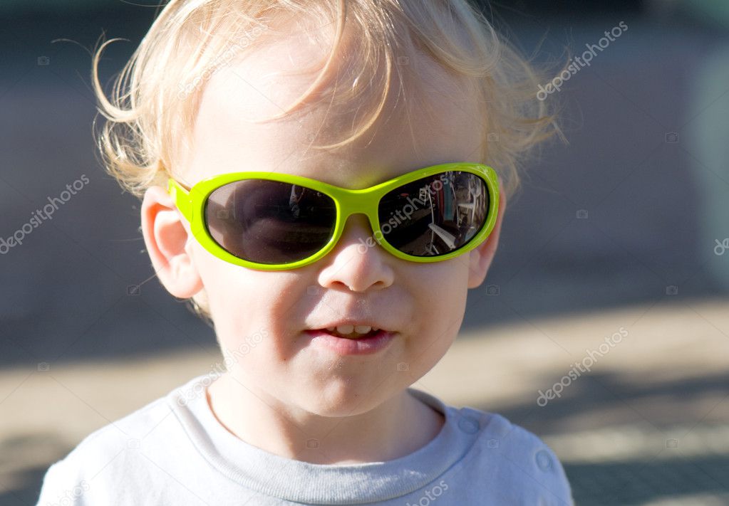 Little boy wearing sunglasses