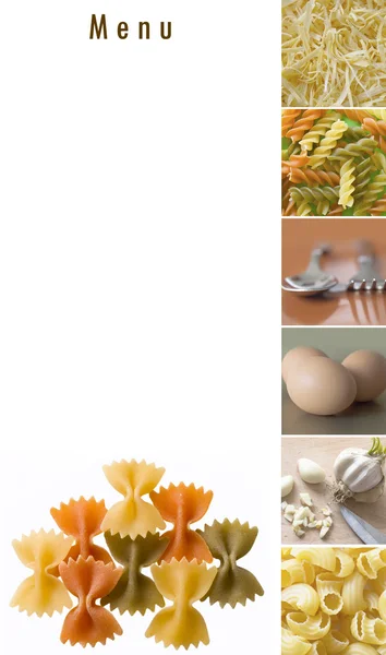 Place for your menu, menu with pasta — Stock Photo, Image