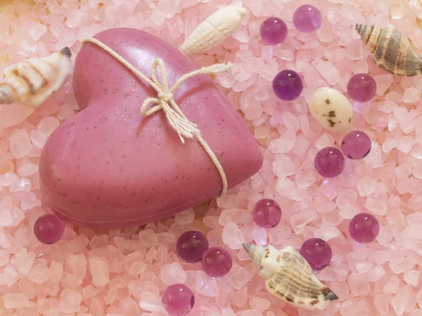 Soap in the shape of heart — Stock Photo, Image