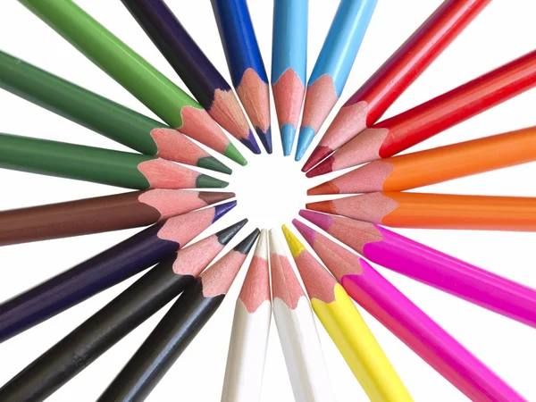 Kleurrijke potloden in de cirkel — Stockfoto