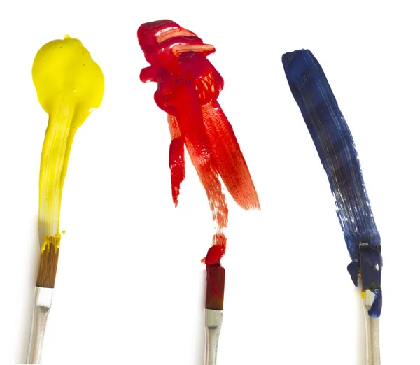 Gele, rode en blauwe penseelstreken — Stockfoto