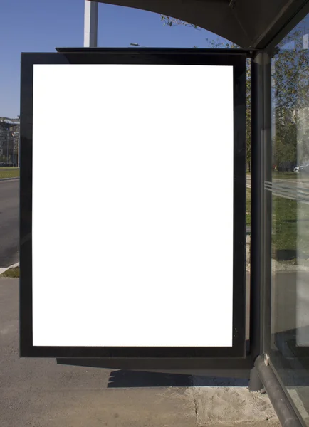 Światła miasta na przystanek autobusowy, puste miejsce na Twoją reklamę — Zdjęcie stockowe