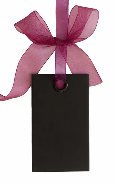 Targhetta nera o etichetta indirizzo con bellissimo fiocco — Foto Stock