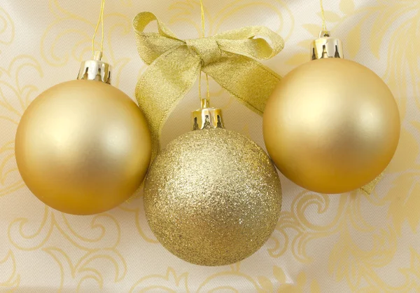 Holiday decoration, golden balls in the arrangement — Stock Photo, Image