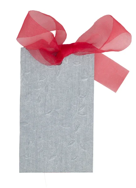 Blank label with red bow — Stock Photo, Image