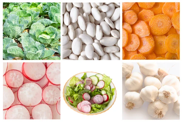 Collage de verduras para ensalada —  Fotos de Stock