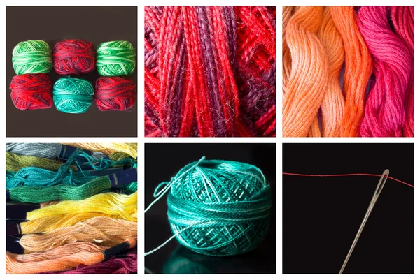 Collage van naaien materiaal — Stockfoto