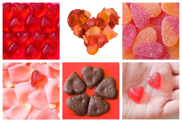 Collage de varios corazones — Foto de Stock