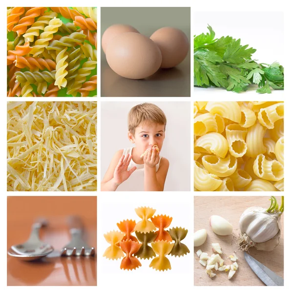 意大利面食的抽象拼贴画 — 图库照片