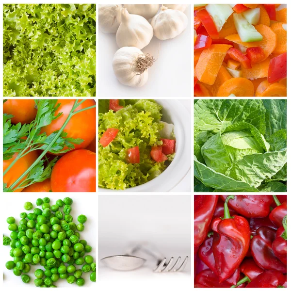 Collage de différents salats — Photo