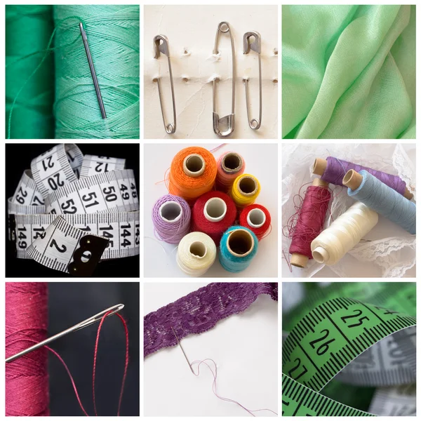 Collage de equipos de costura —  Fotos de Stock