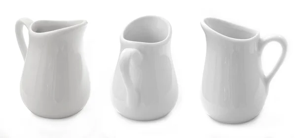 Pots à lait en porcelaine isolés — Photo