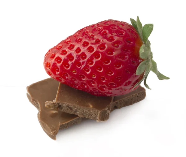 Schokolade mit Erdbeeren — Stockfoto