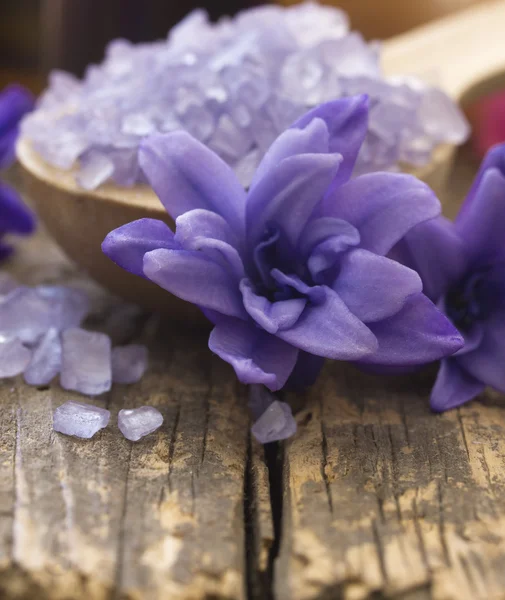紫色沐浴盐 — 图库照片