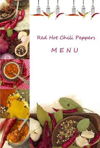 Red hot chili papričky menu — Stock fotografie