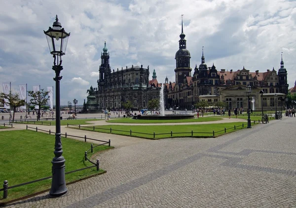 Panoramaview af den gamle bydel i Dresden - Stock-foto