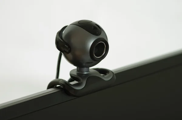 Webcam auf einem Monitor lizenzfreie Stockbilder